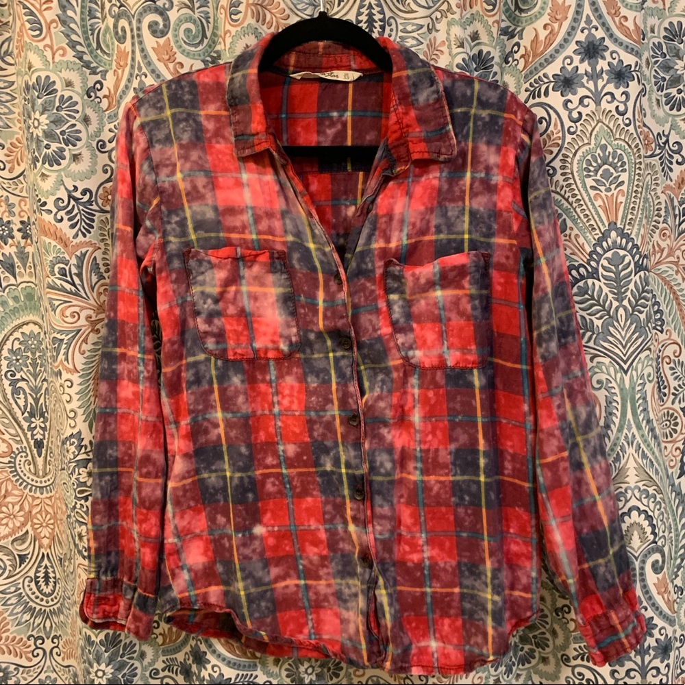 Acid wash flannel shirt